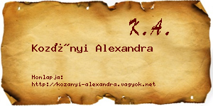 Kozányi Alexandra névjegykártya