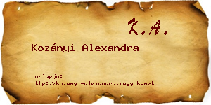 Kozányi Alexandra névjegykártya